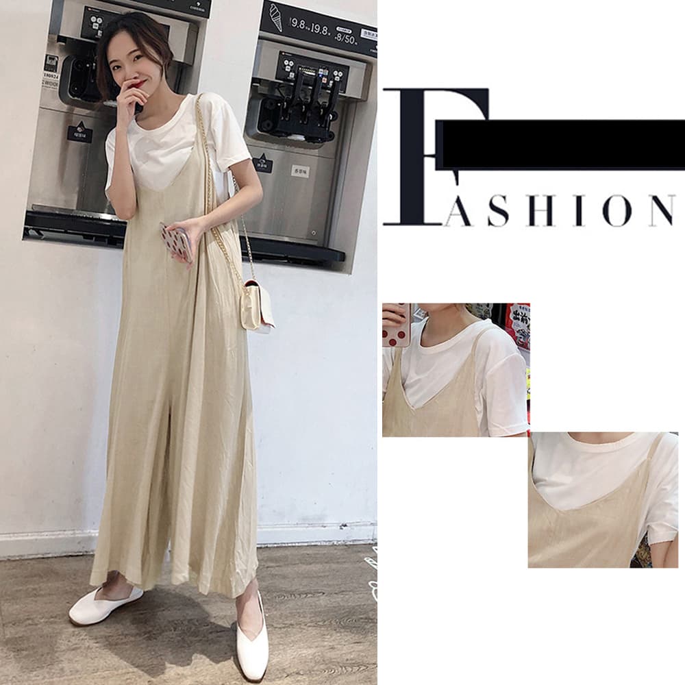 大人可愛いキャミソール サロペット ワイドパンツ オールインワン