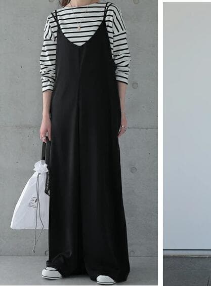 新作 サロペット  オールインワンワンピース 黒 クロスストラップ レディース おしゃれ