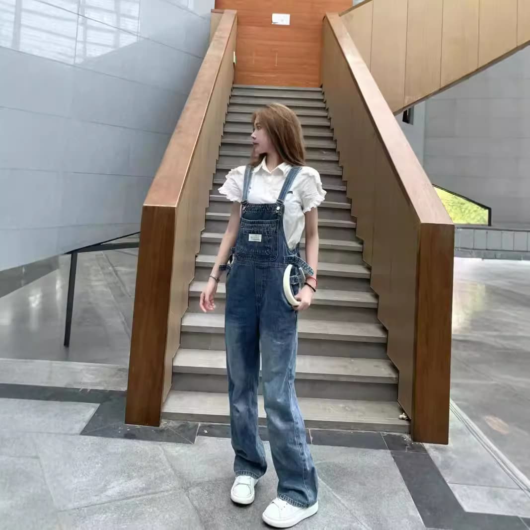 フリル袖サロペットワンピース