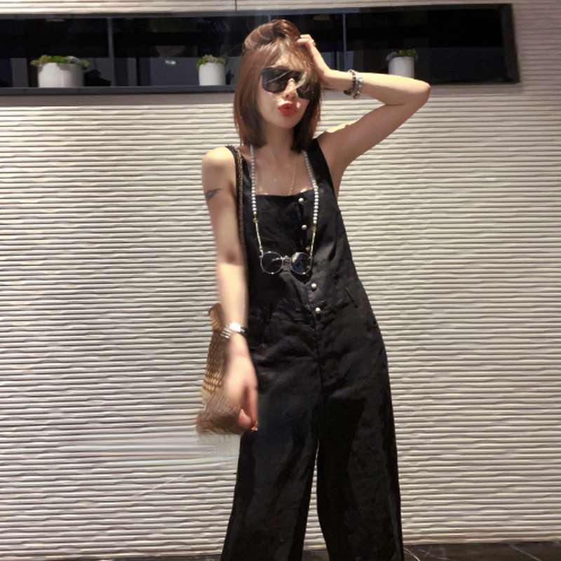 サロペット レトロシックなワイドレッグオーバーオール