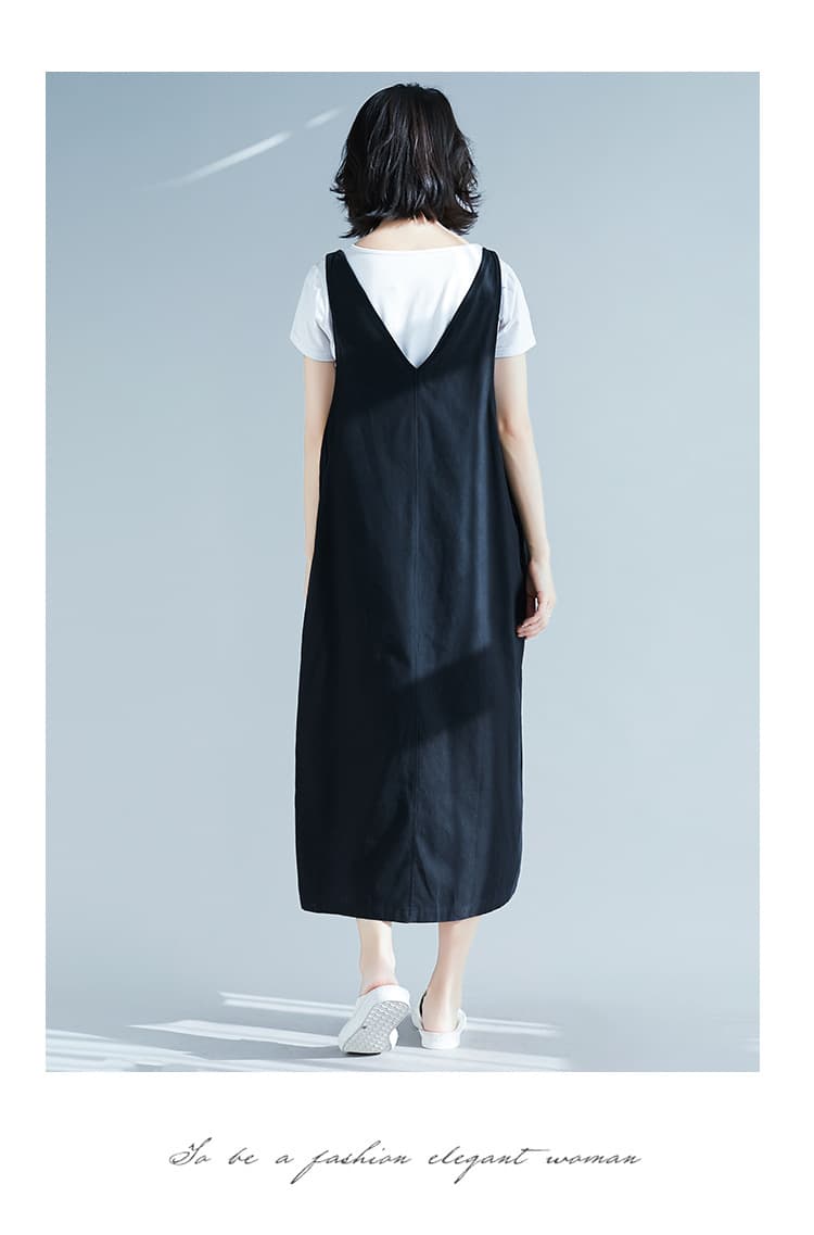 新作コットンサロペットワンピース ゆったりシルエット