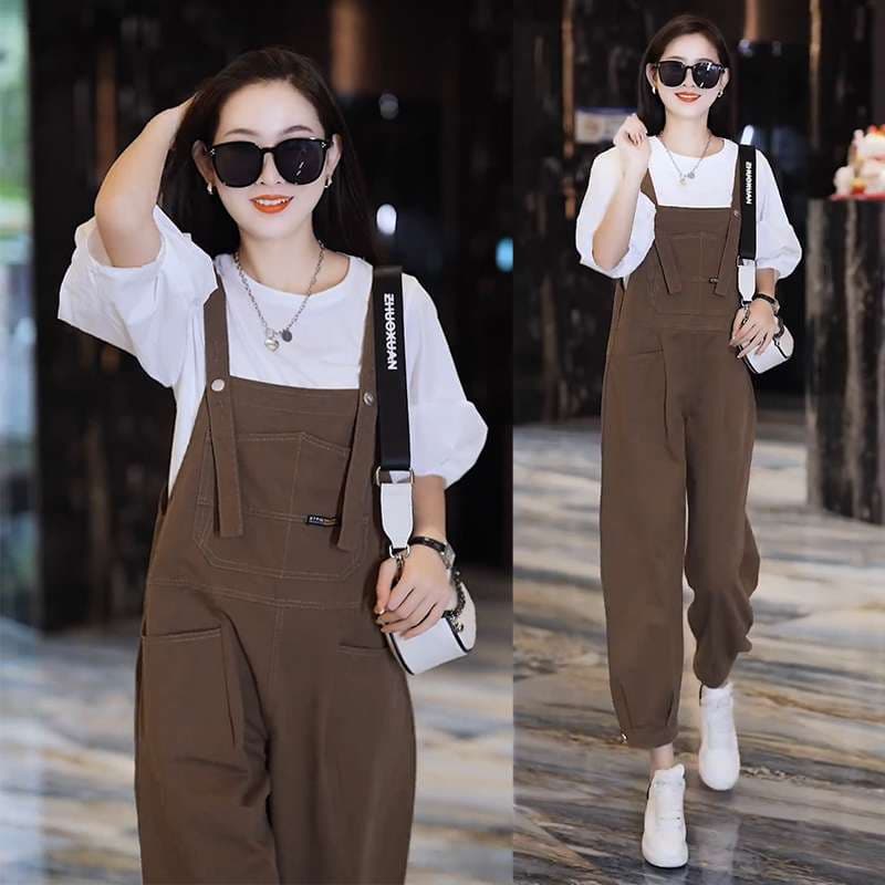 レトロ風ゆったりサロペットオーバーオール