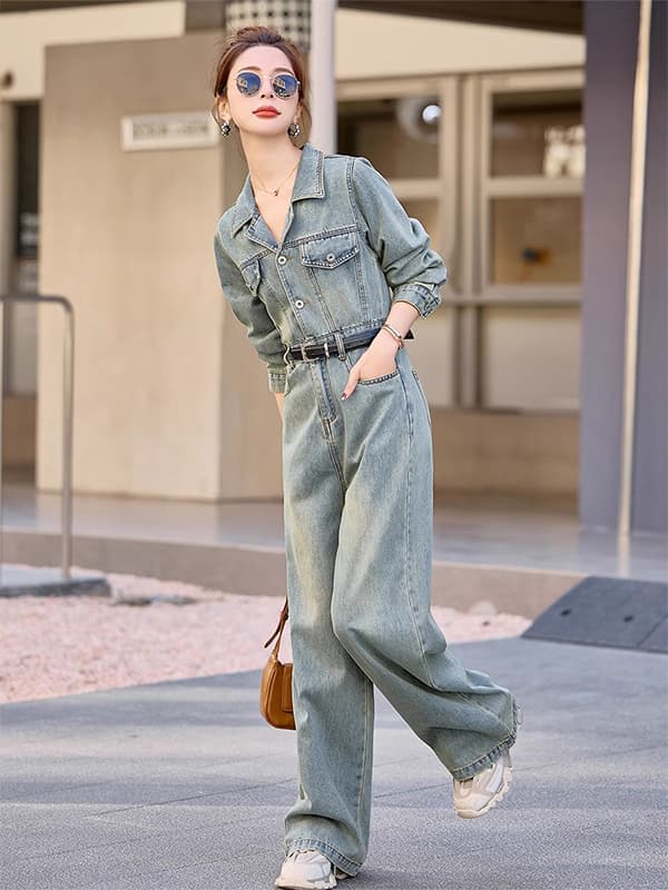 サロペットパンツ サロペット ゆったりシルエット デニムつなぎ