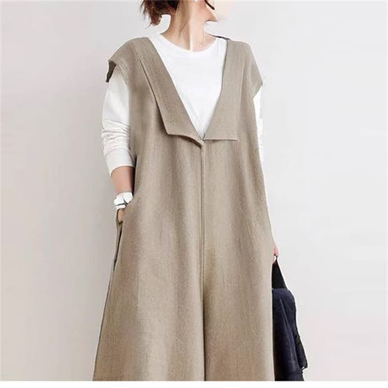 ゆったりワイドサロペット ロング丈 レディース オールインワン
