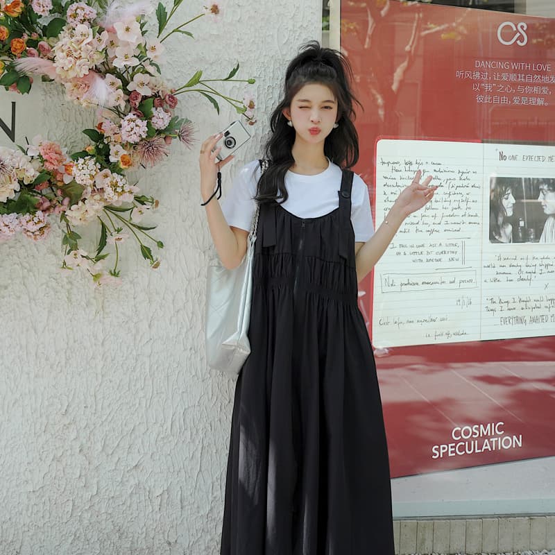 ゆるふわサロペットワンピース