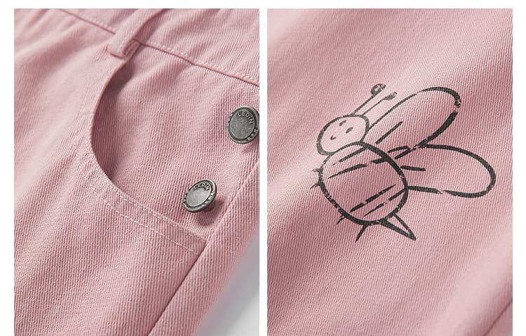 サロペット 刺繍入り裾広がりサロペット