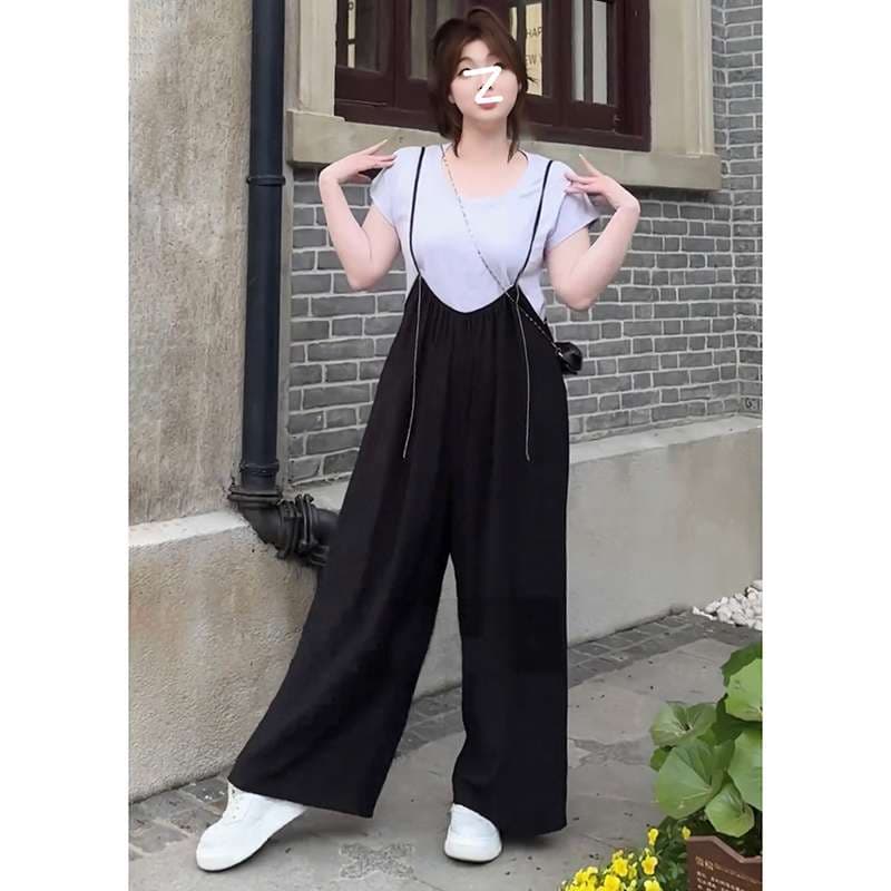 サロペット ゆったりワイドパンツオーバーオール