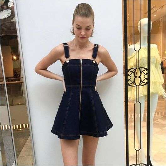 サロペット デニムジャンパースカート レトロフレア