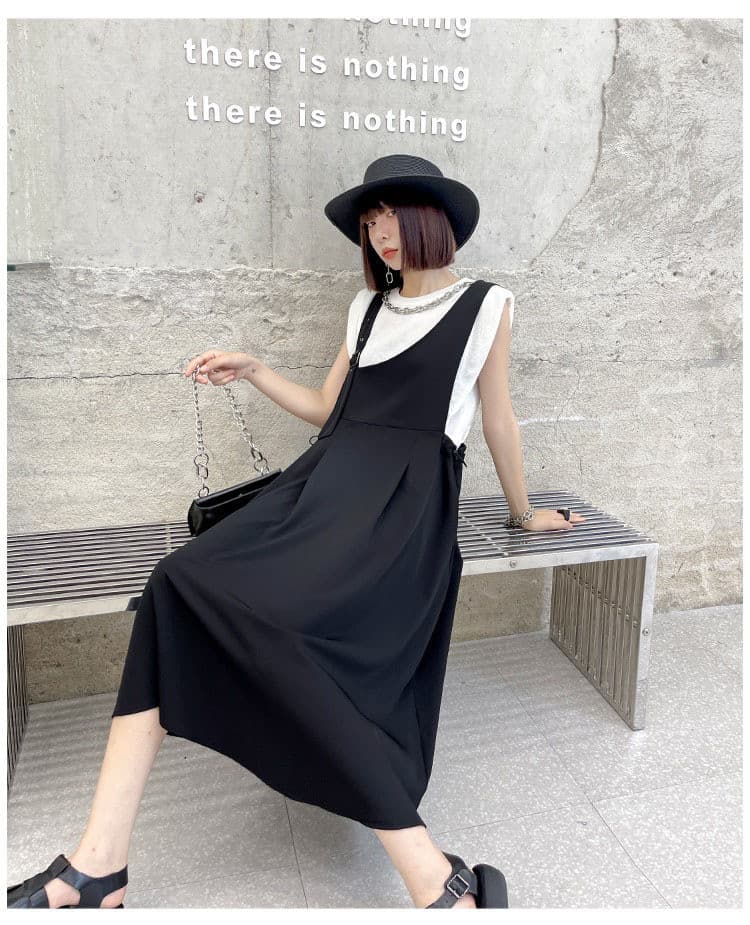 きれいめ黒サロペットスカート ロング丈