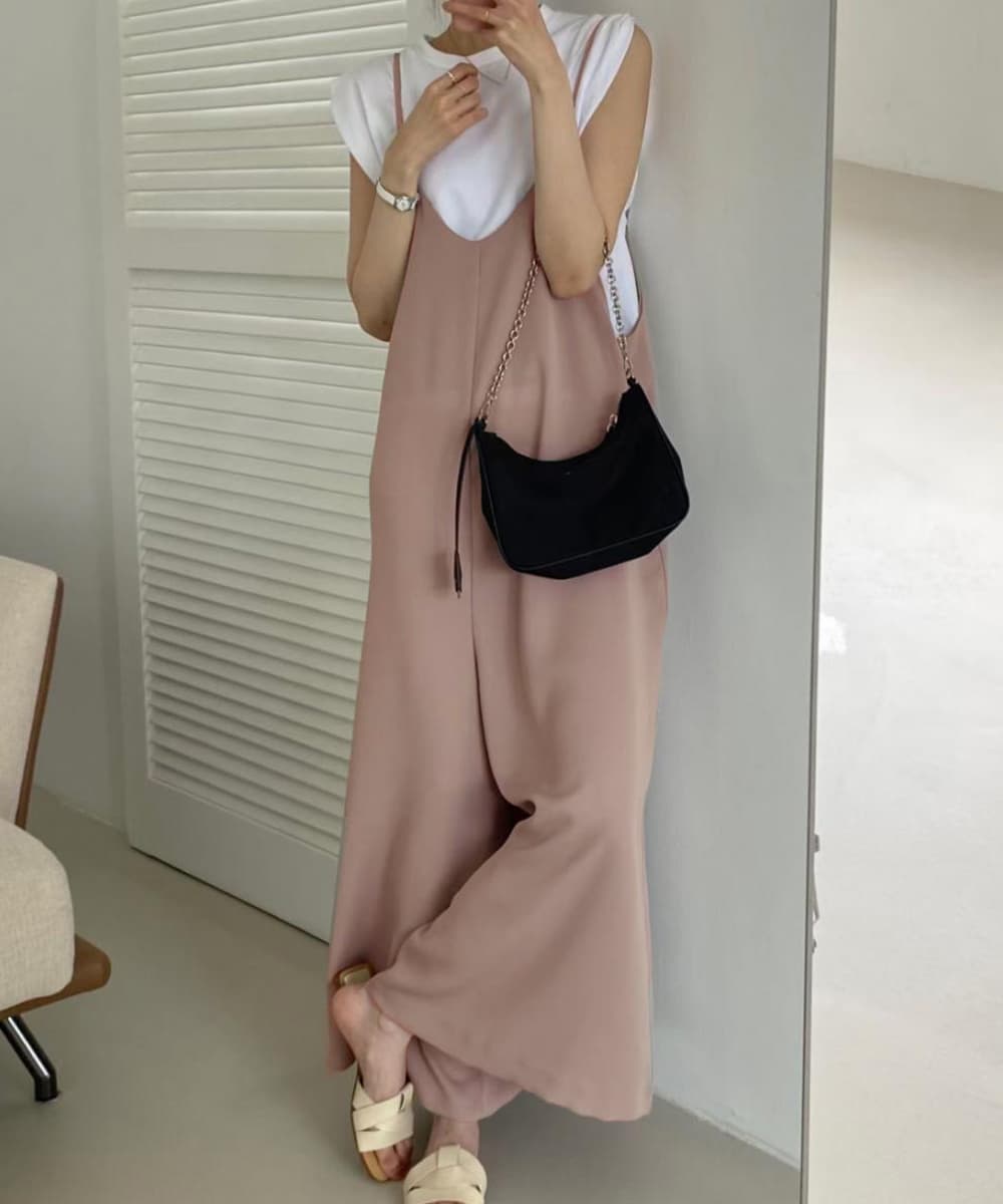 サロペットワイドパンツ 大人カジュアル ゆったりオールインワン