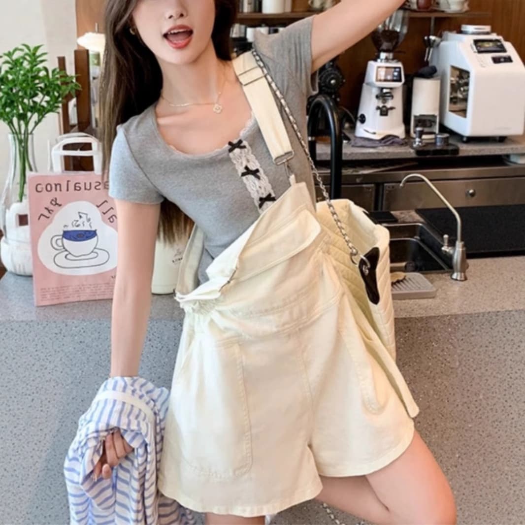 サロペット ゆるふわショートサロペット