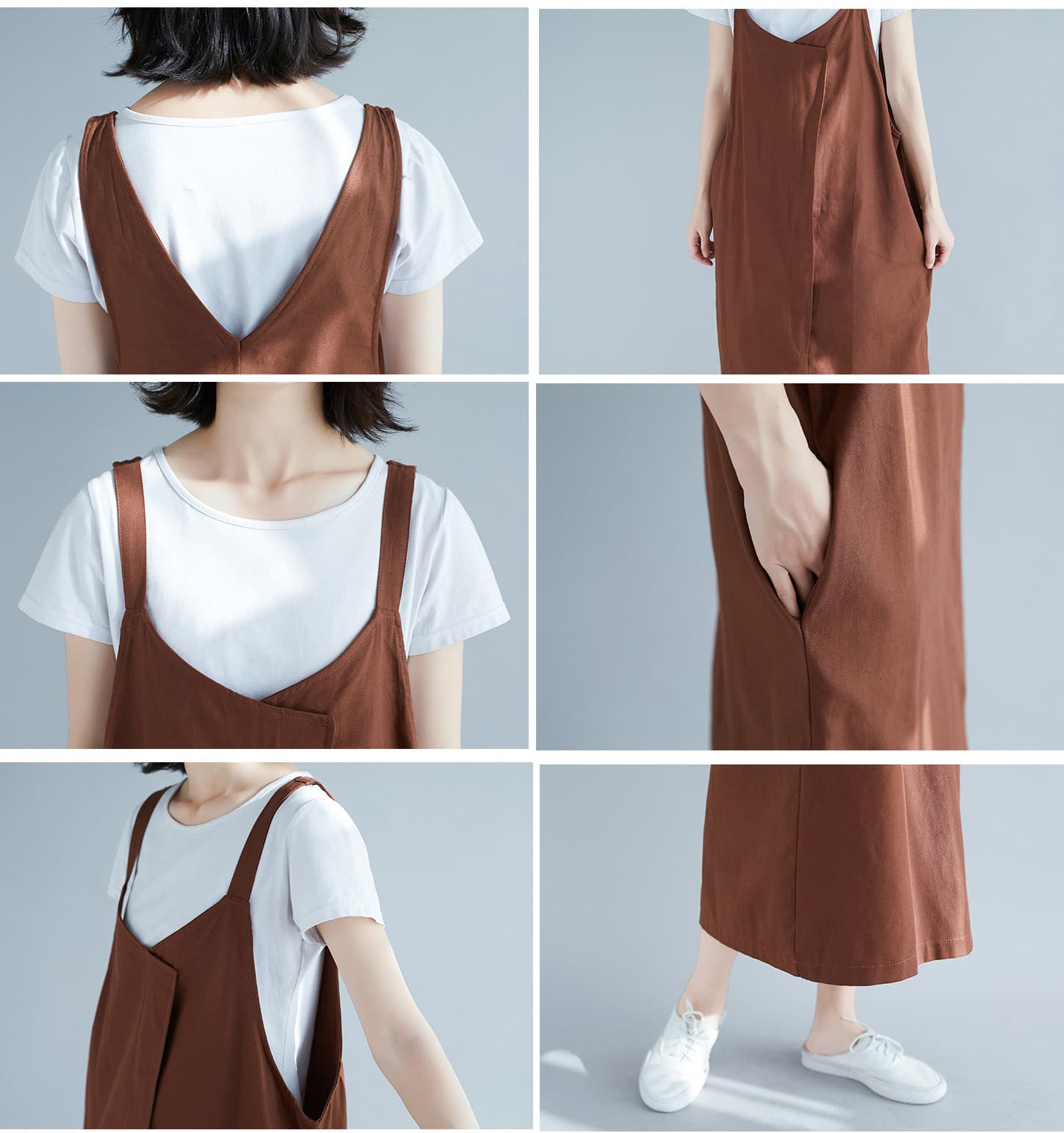 新作コットンサロペットワンピース ゆったりシルエット