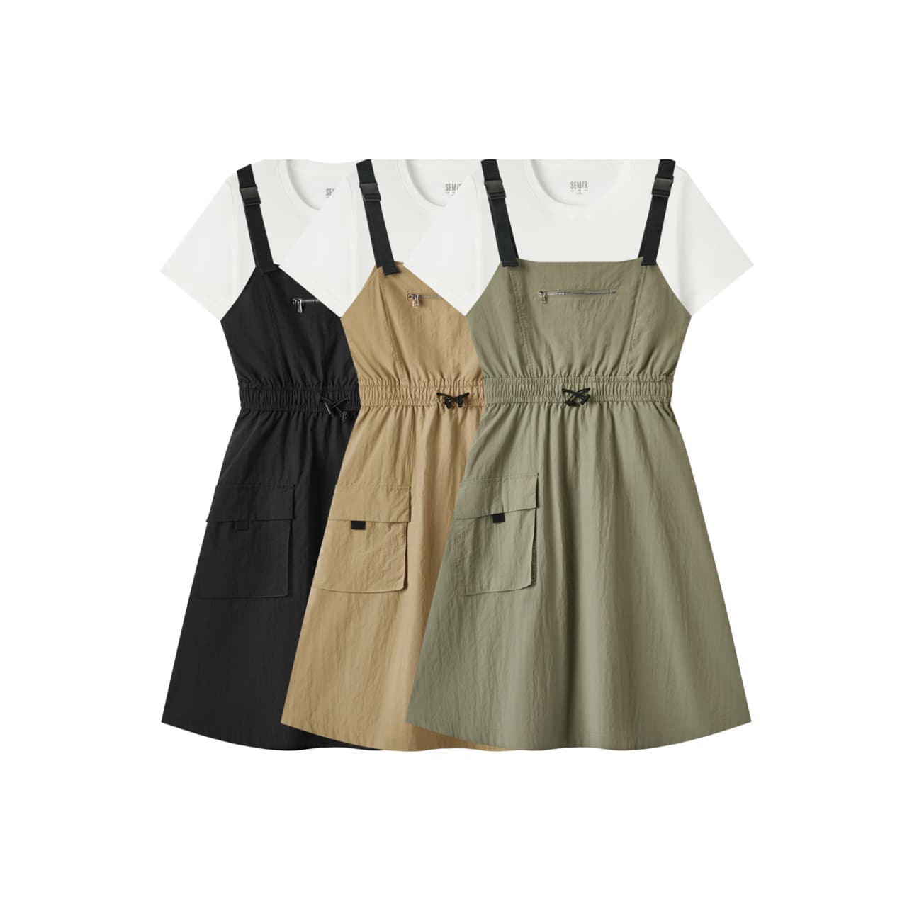 サロペットポケット付きアウトドアサロペットワンピース