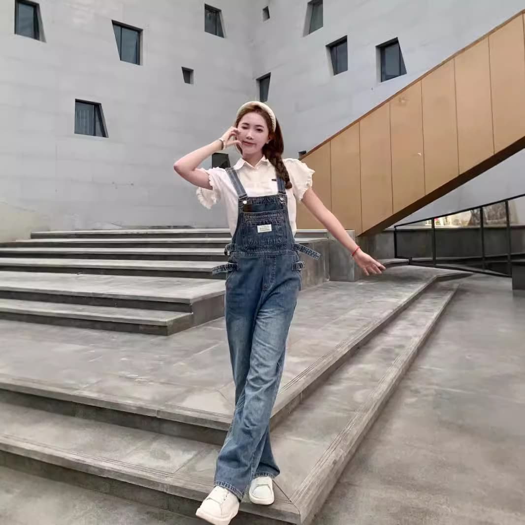 フリル袖サロペットワンピース