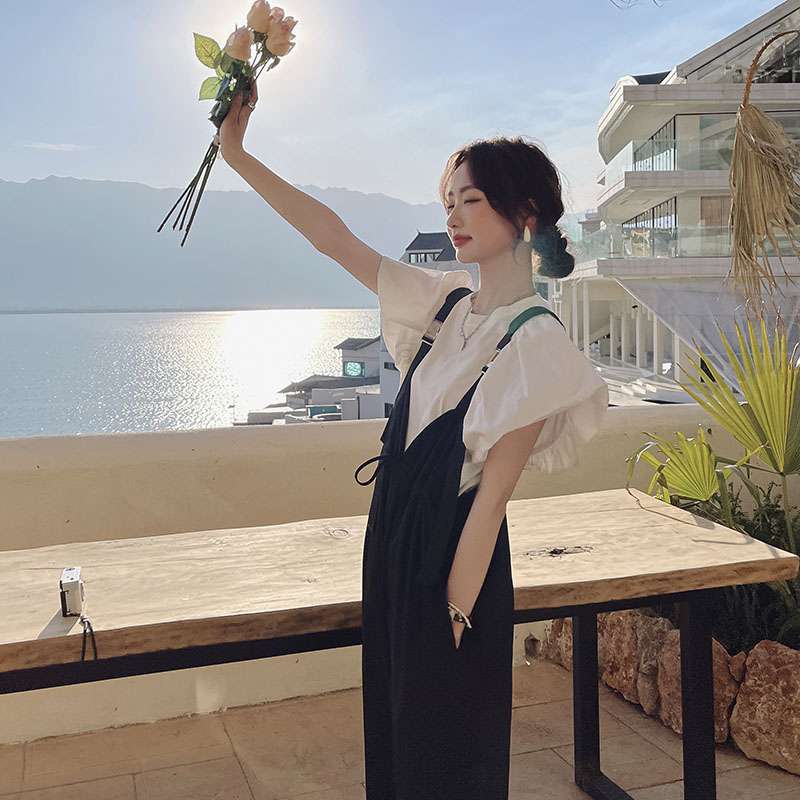 レトロシックな海辺のサロペットオーバーオール