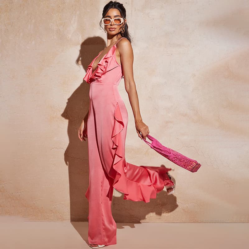 フリル袖デザインサロペット