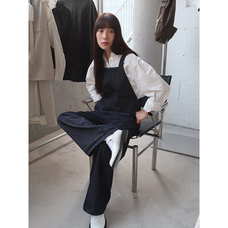 サロペット ゆったりワイドデニムサロペット