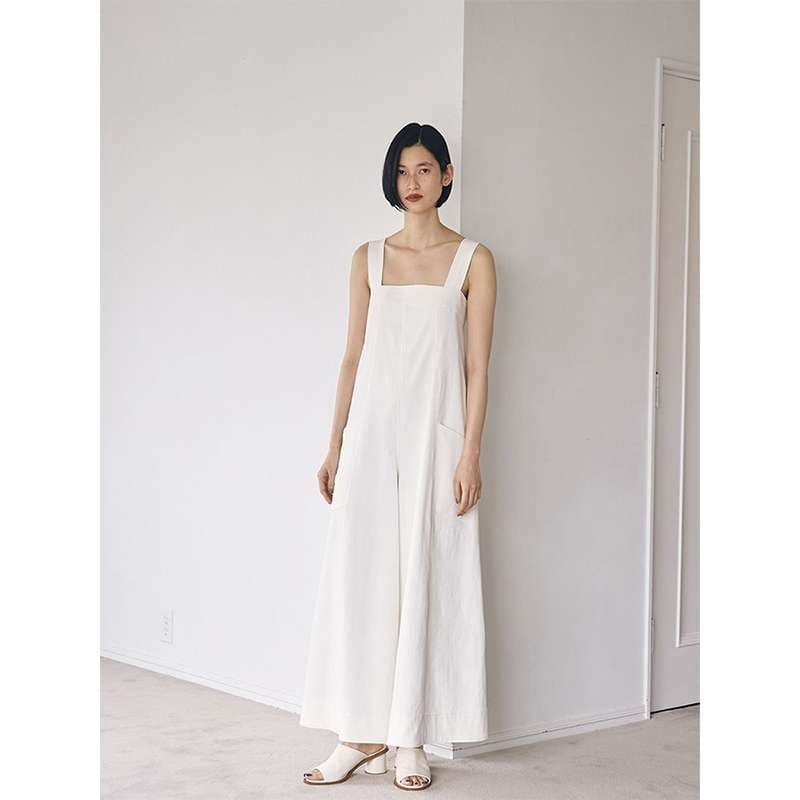 レトロモダン ワイドレッグ サロペット