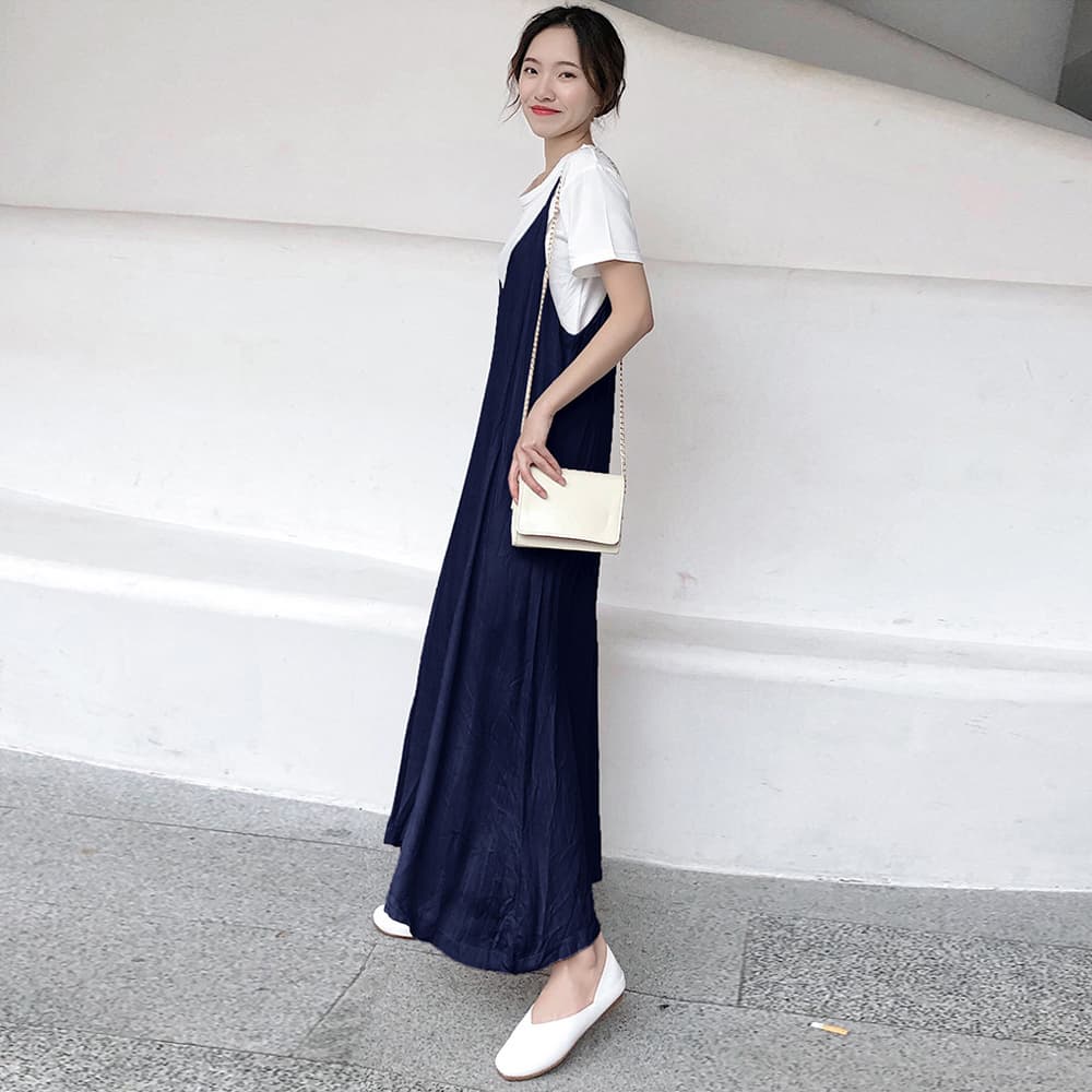 大人可愛いキャミソール サロペット ワイドパンツ オールインワン