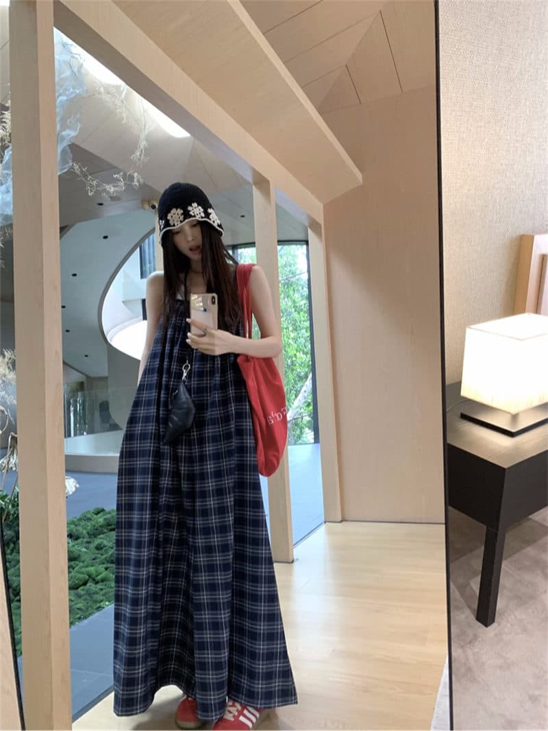 今季必須チェック柄ノースリーブサロペット
