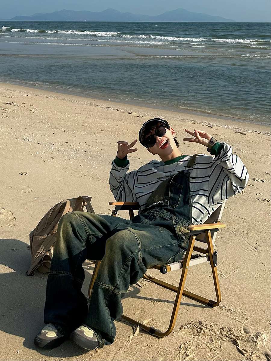 サロペット ビーチリラックス ワイドデニムオーバーオール