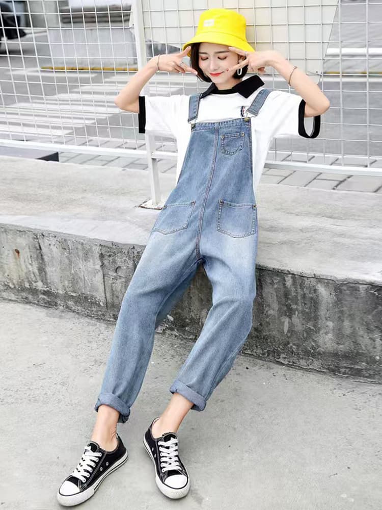 サロペットパンツ おしゃれカジュアル ゆったりデニムサロペット