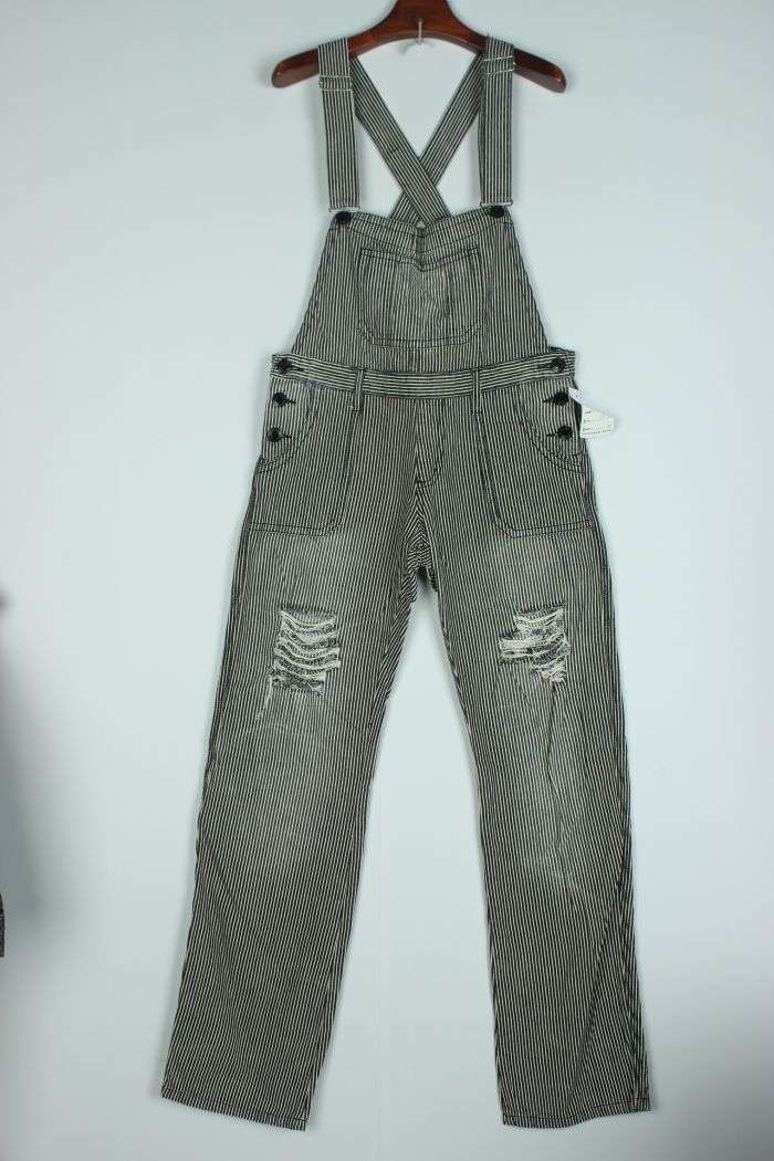 ヴィンテージ風ダメージ加工サロペット