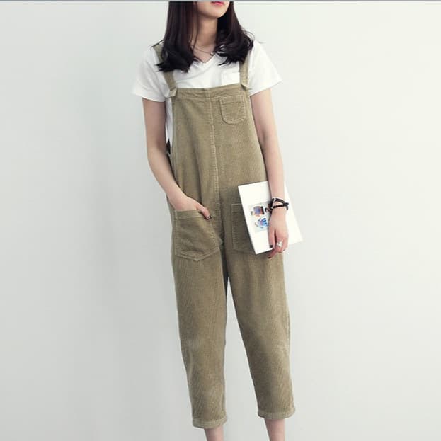 レディース サロペット オーバーオール 着痩せ ロングパンツ 2色