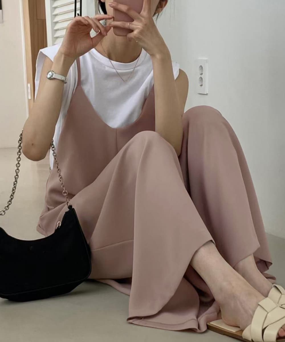 サロペットワイドパンツ 大人カジュアル ゆったりオールインワン