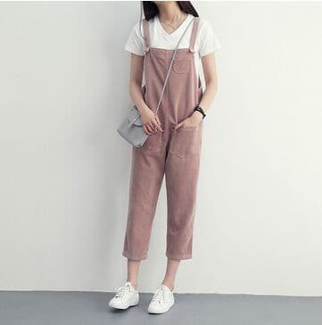レディース サロペット オーバーオール 着痩せ ロングパンツ 2色