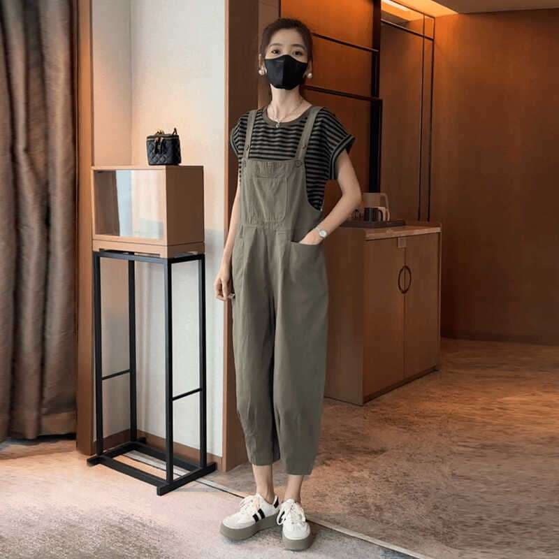 レトロシックな緑のサロペットオーバーオール