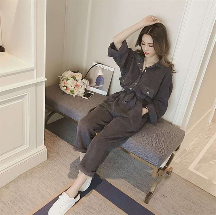 サロペット ゆったりコーデュロイつなぎ