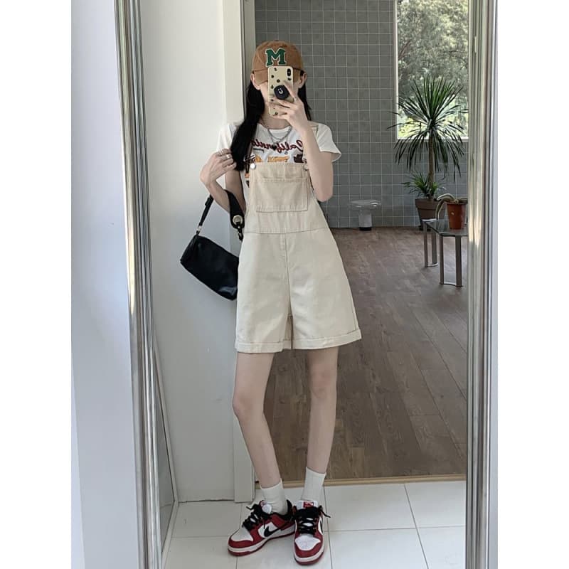 サロペット ゆったりショート丈サロペット