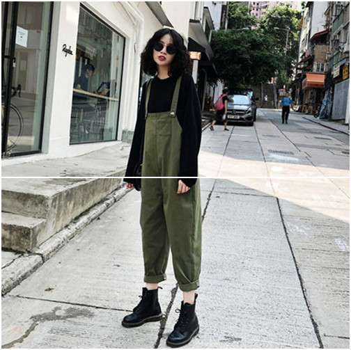 レトロ風ゆったりサロペット