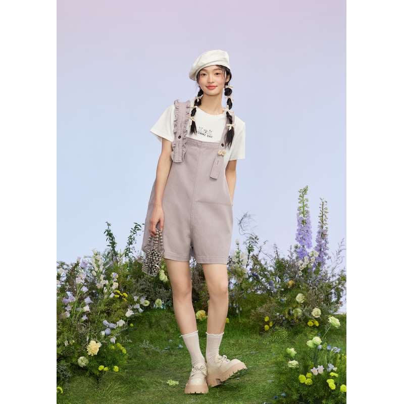 フリル付きレトロガーリーサロペット