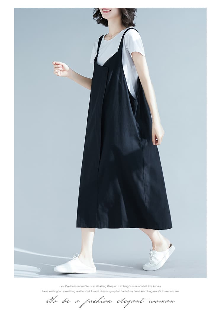 新作コットンサロペットワンピース ゆったりシルエット