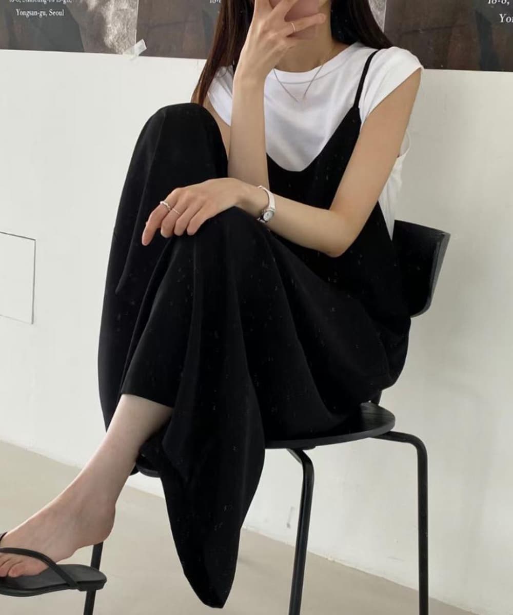 サロペットワイドパンツ 大人カジュアル ゆったりオールインワン