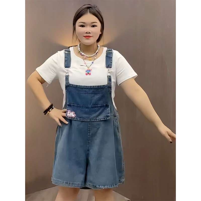 サロペット デニムオーバーオール レトロ風ショートパンツ