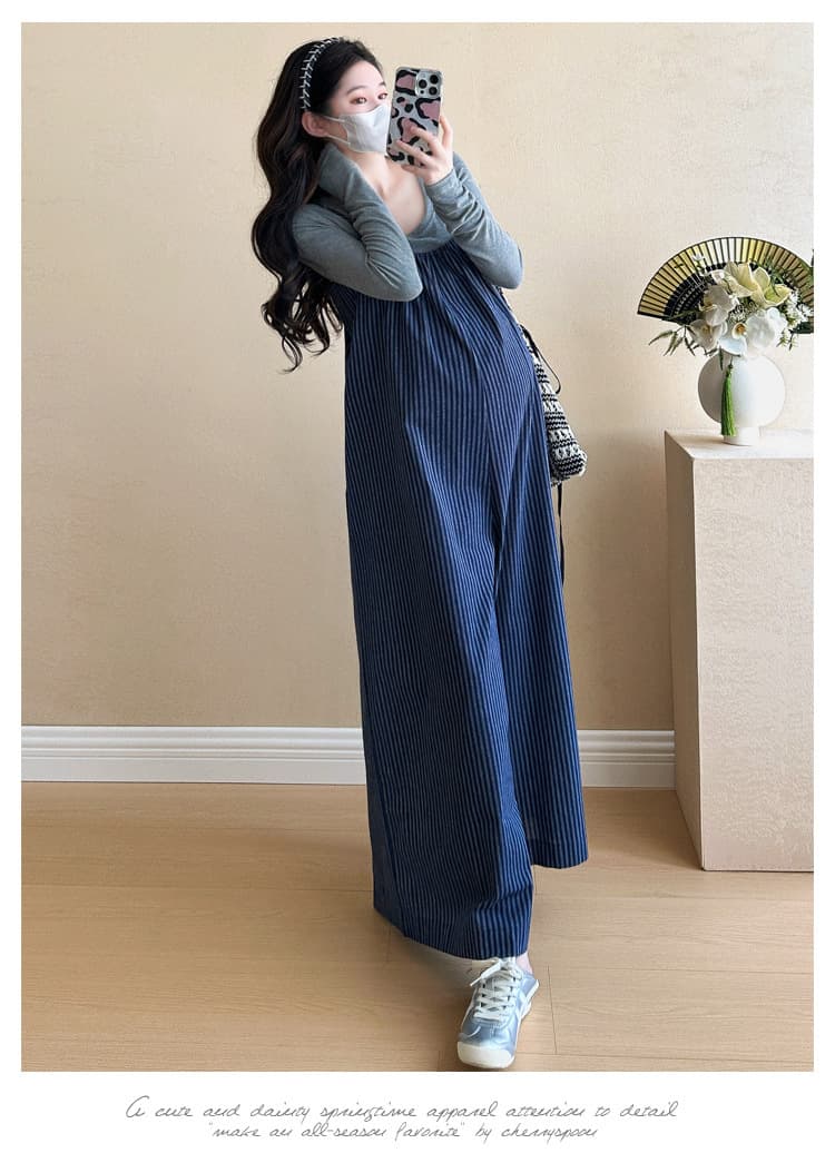 サロペット 重ね着風ゆったりマタニティサロペット
