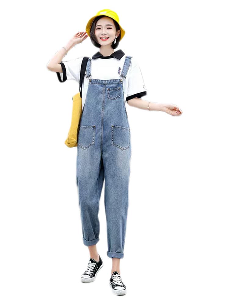 サロペットパンツ おしゃれカジュアル ゆったりデニムサロペット