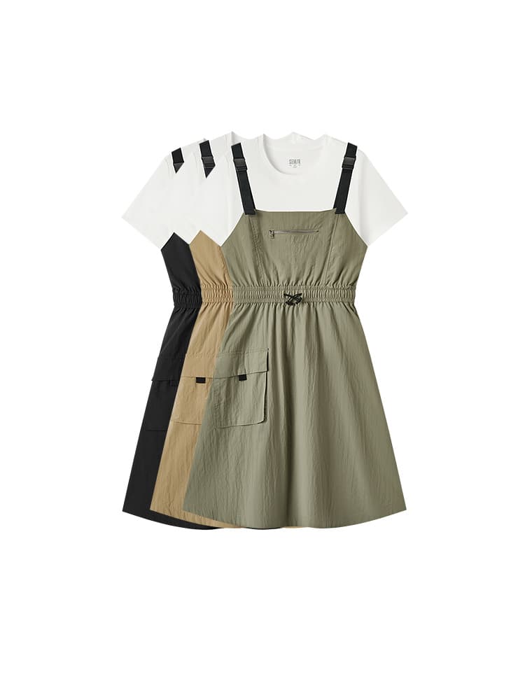 サロペットポケット付きアウトドアサロペットワンピース
