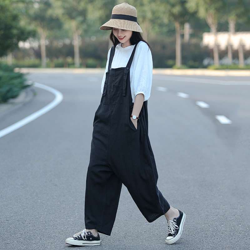 レトロ風ゆったりオーバーオール サロペット