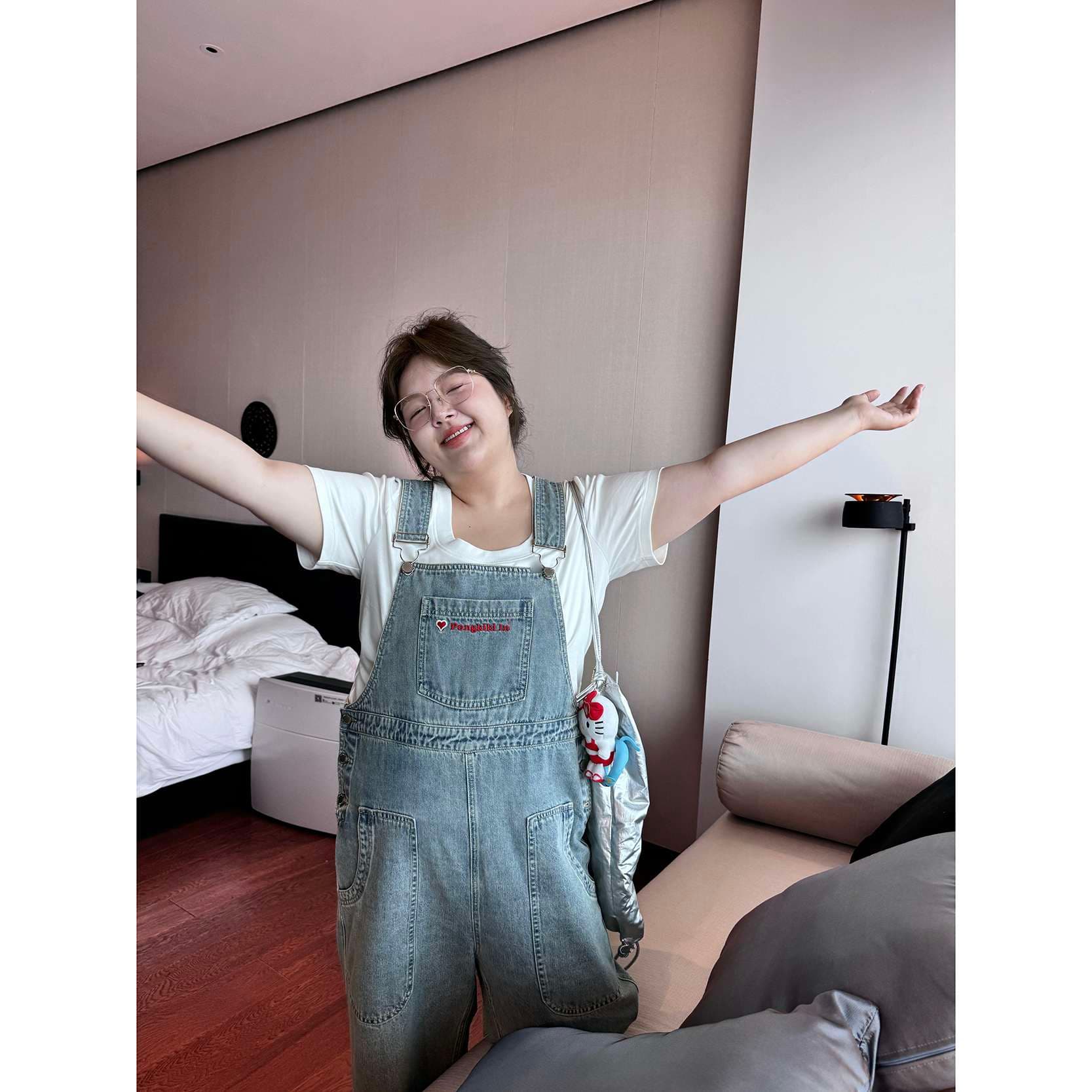 サロペット 
 ゆったりデニムオーバーオール レトロカジュアル