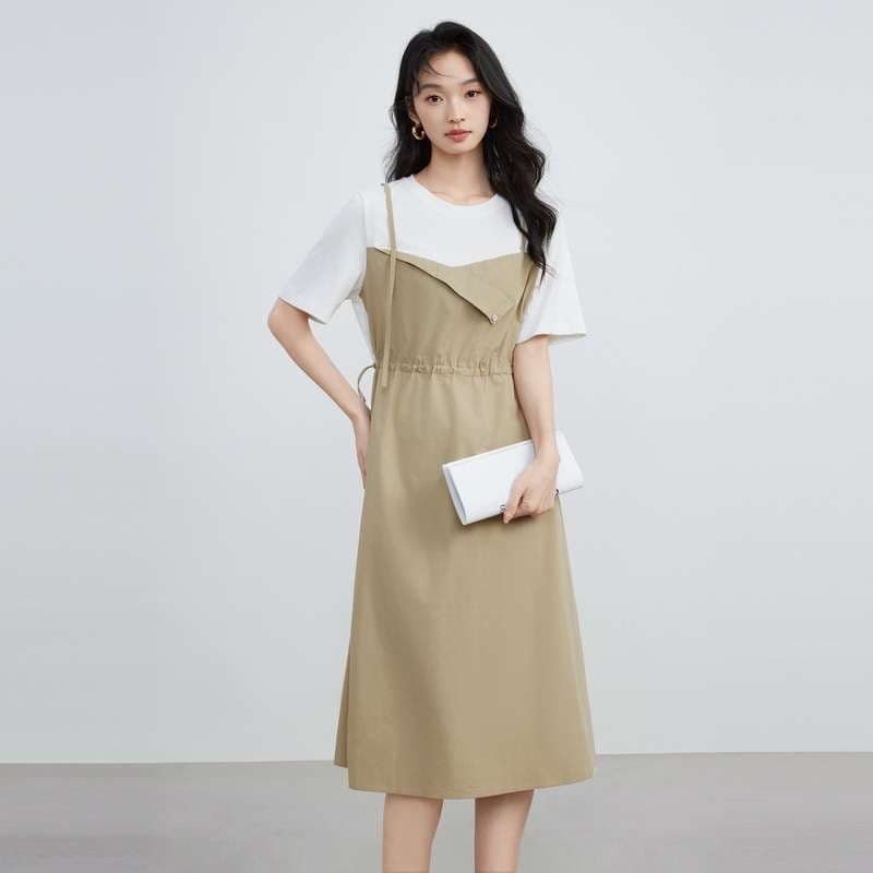 サロペット 上品シルエットの2WAYワンピース