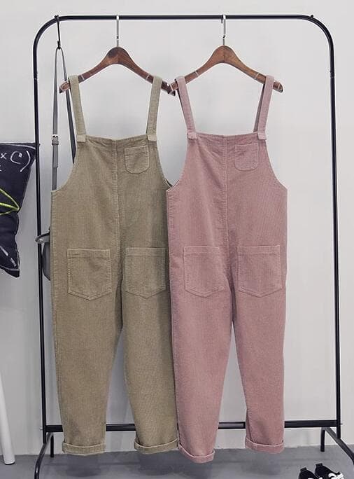 レディース サロペット オーバーオール 着痩せ ロングパンツ 2色