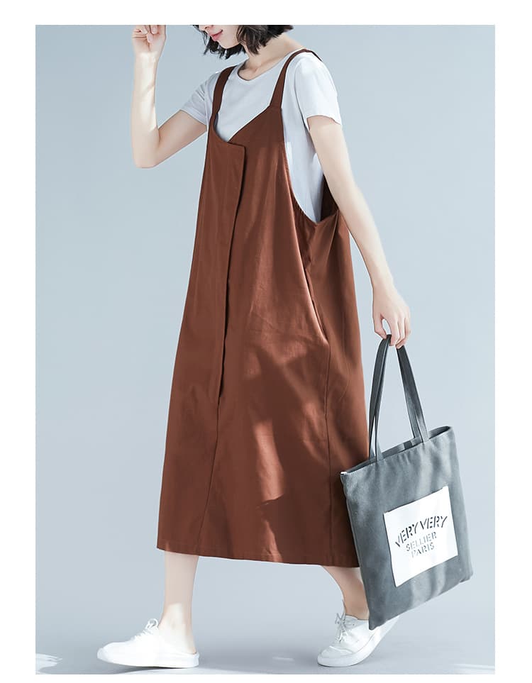 新作コットンサロペットワンピース ゆったりシルエット