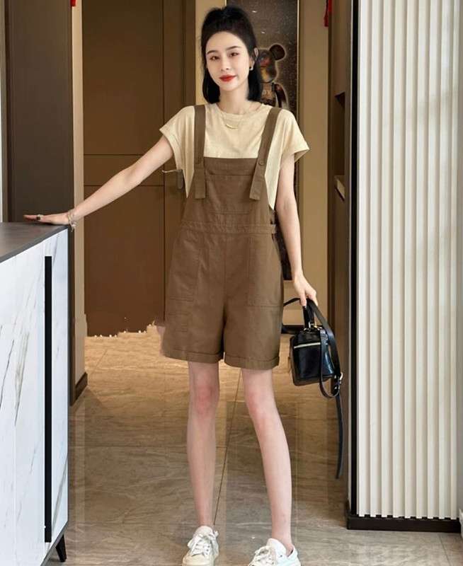 サロペット レトロ可愛いオーバーオールワンピース