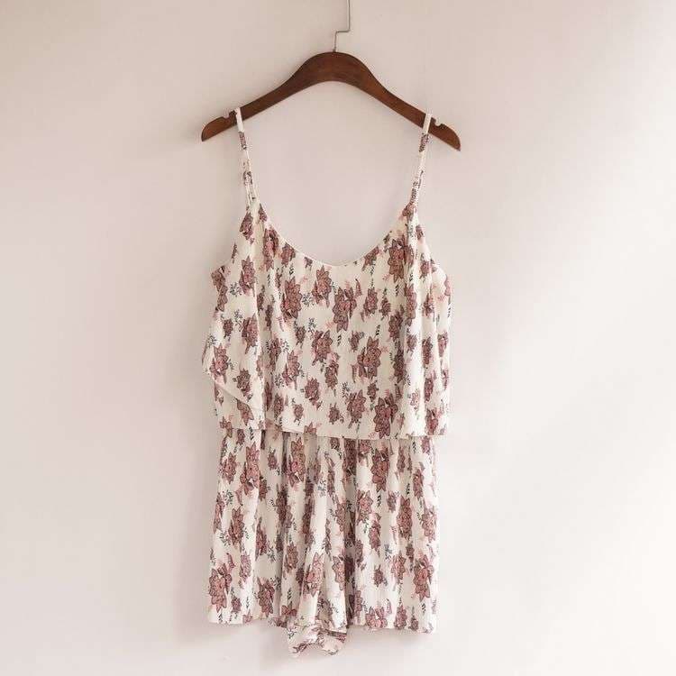 サロペット フェミニンフローラル ロンパース レトロシック