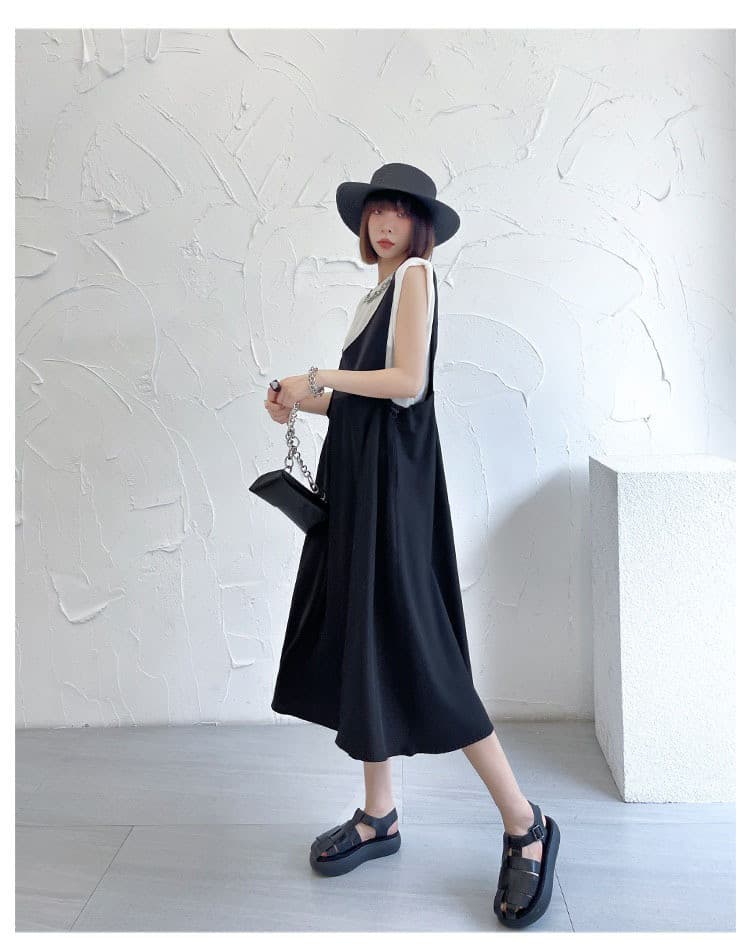 きれいめ黒サロペットスカート ロング丈