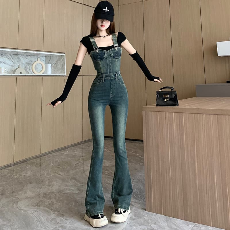 ストレッチフレアサロペット